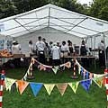 Bunting in front of the food tent