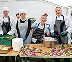 Reading College students preparing the food